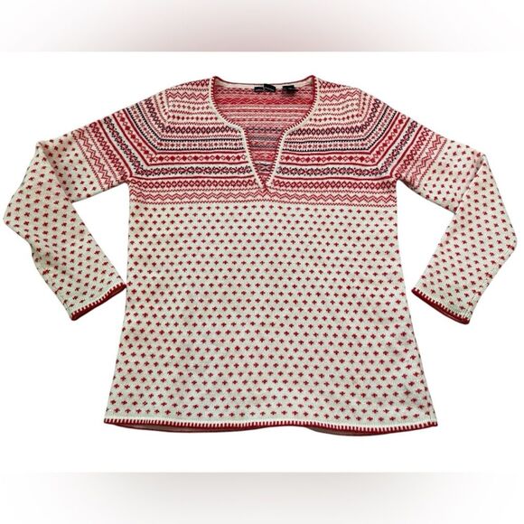 Moda International Nordic V-Neck Wool and Angora Blend Long Sleeve Sweater - Picture 1 of 5